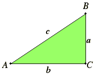 right triangle with parts with standard labels