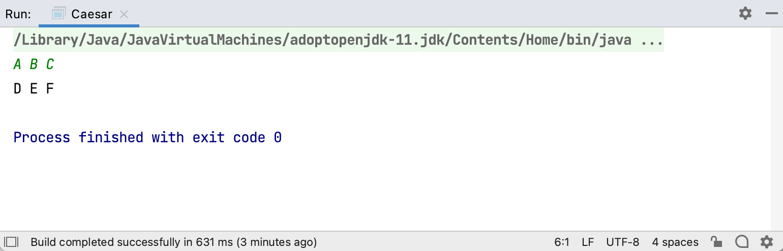 Step 4: Press return, and output should appear