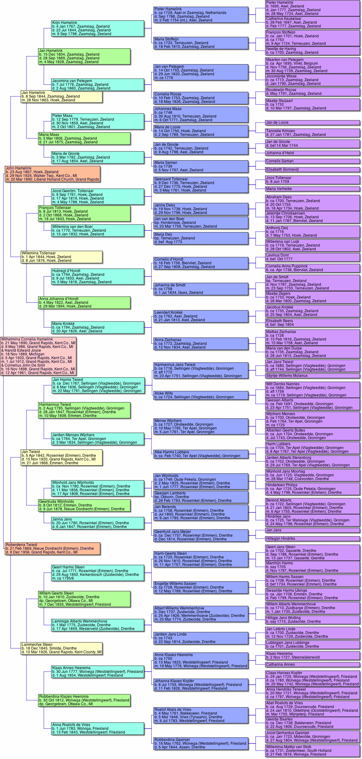 Pane-Joyce Genealogy: charts